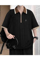 Turbo Knitted Quarter-Zip Polo Shirt In Black