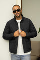 Turbo Placket Pockets Quilted Puffer Jacket In Black