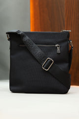 Armni Plain PU Leather Cross Body Bag in Black