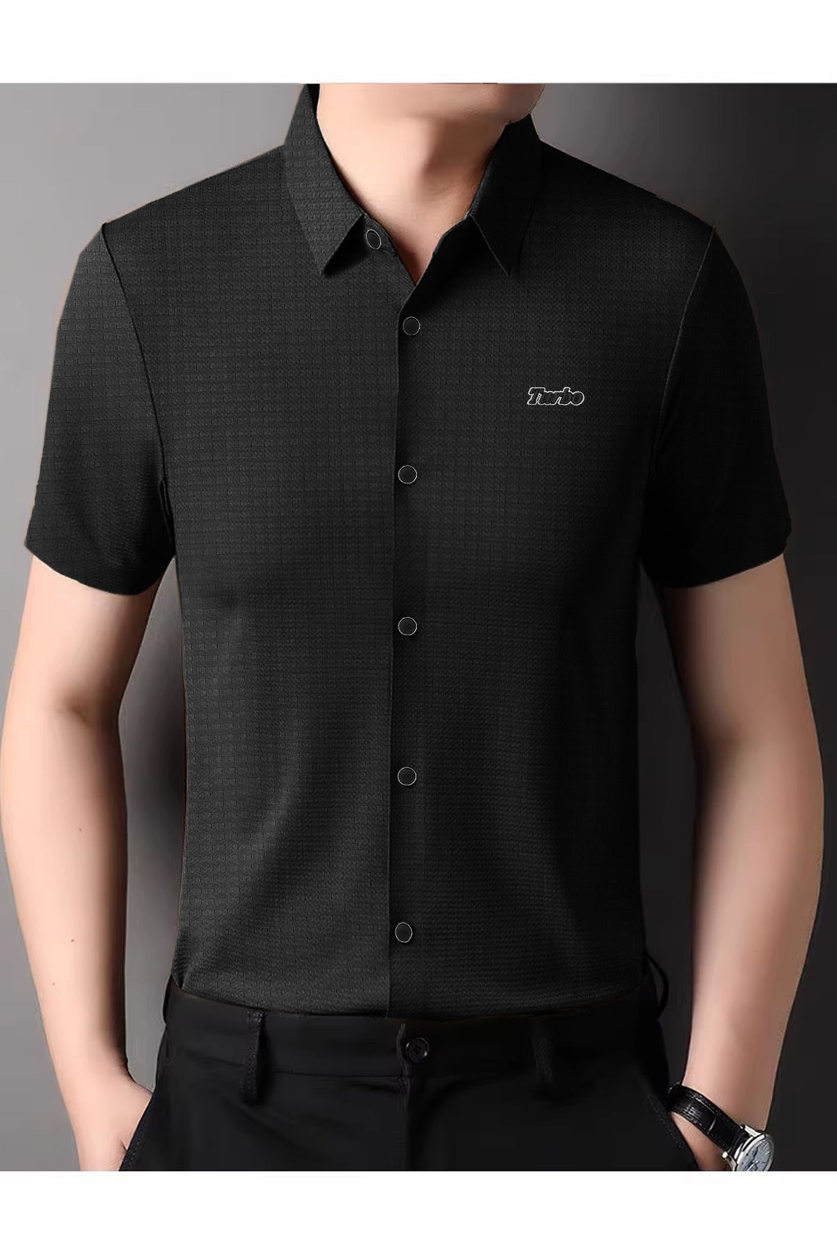 Turbo Block Patterened Gentle Collared Casual Shirt