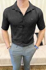 Turbo Designer Motif Floral Casual Shirt In Black