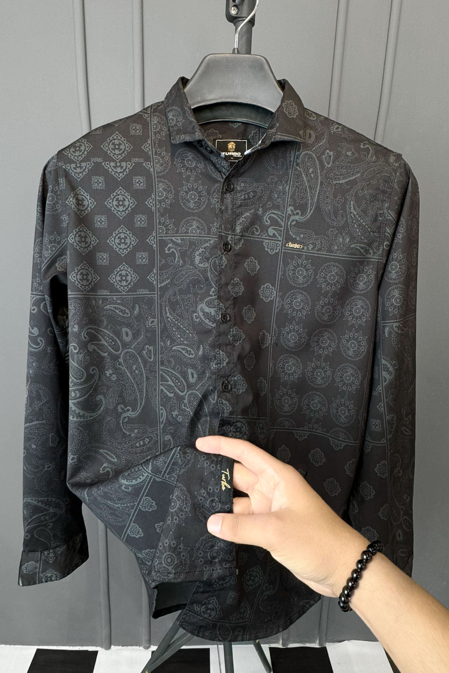 Turbo Splash Printed Long Sleeve Cotton Casual Shirt