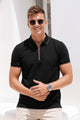 Turbo Studiofit Detailed Zip Collar Men's Polo Shirt In Black