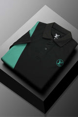 LV Apex Cross Panel Men's Polo Shirt In Black