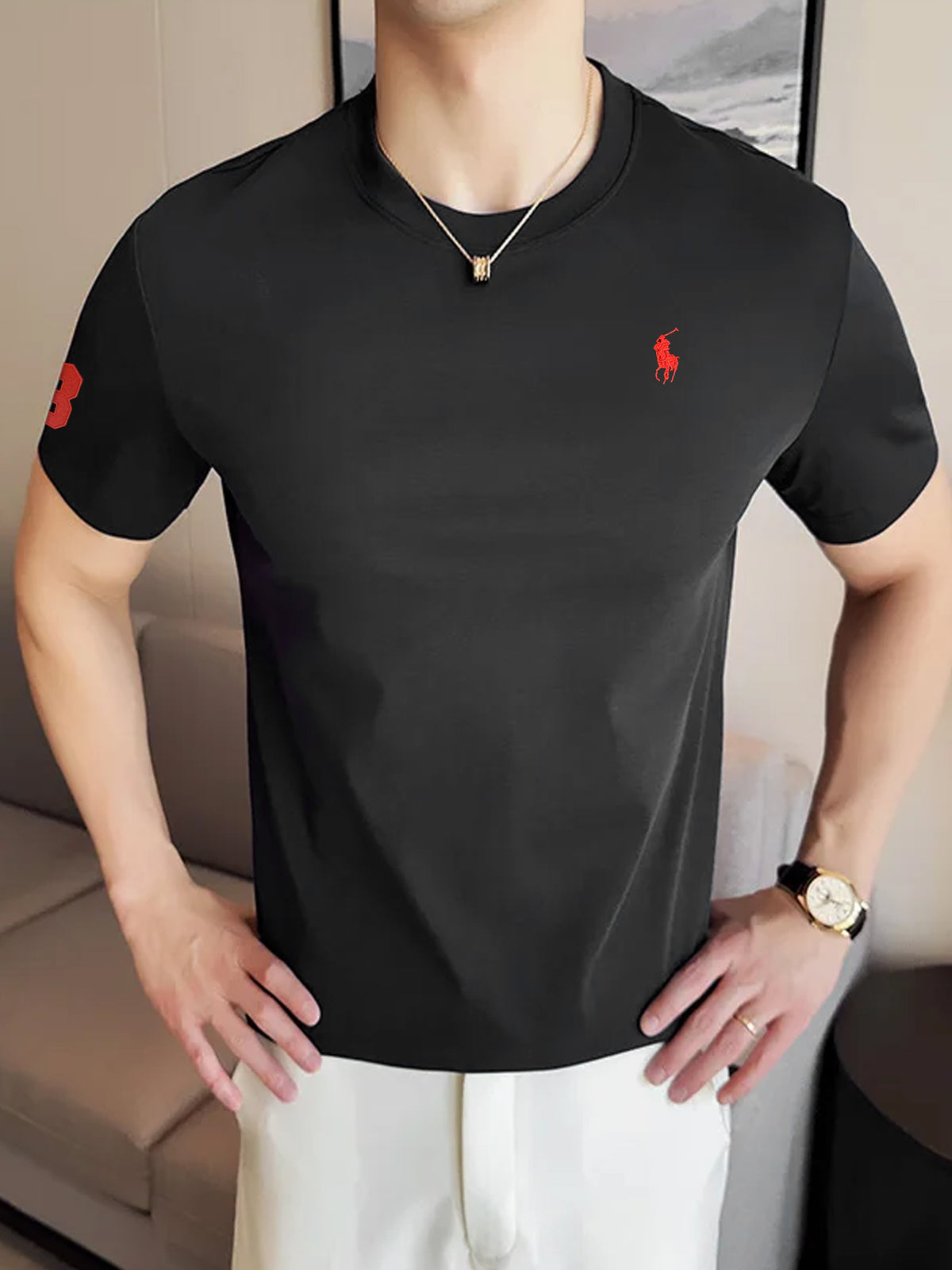Rph Luren Premium Classic Fit Crewneck Polo T-Shirt