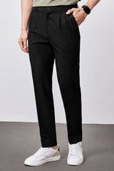 Safari Style Men's Carrot Fit Cotton Pant In Black