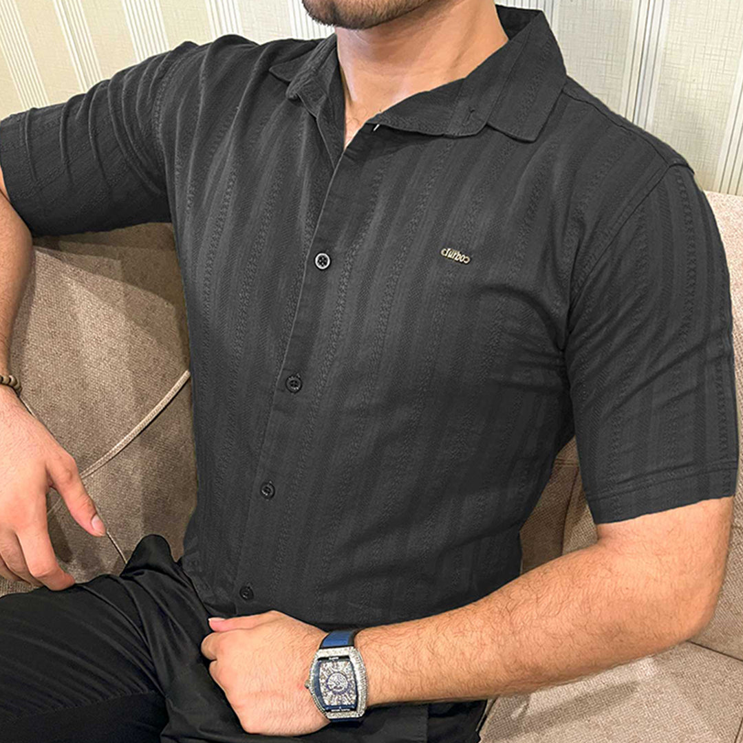 Turbo Endless Cool Embossed Casual Shirt In Black