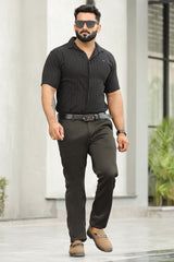 Turbo Endless Cool Embossed Casual Shirt In Black