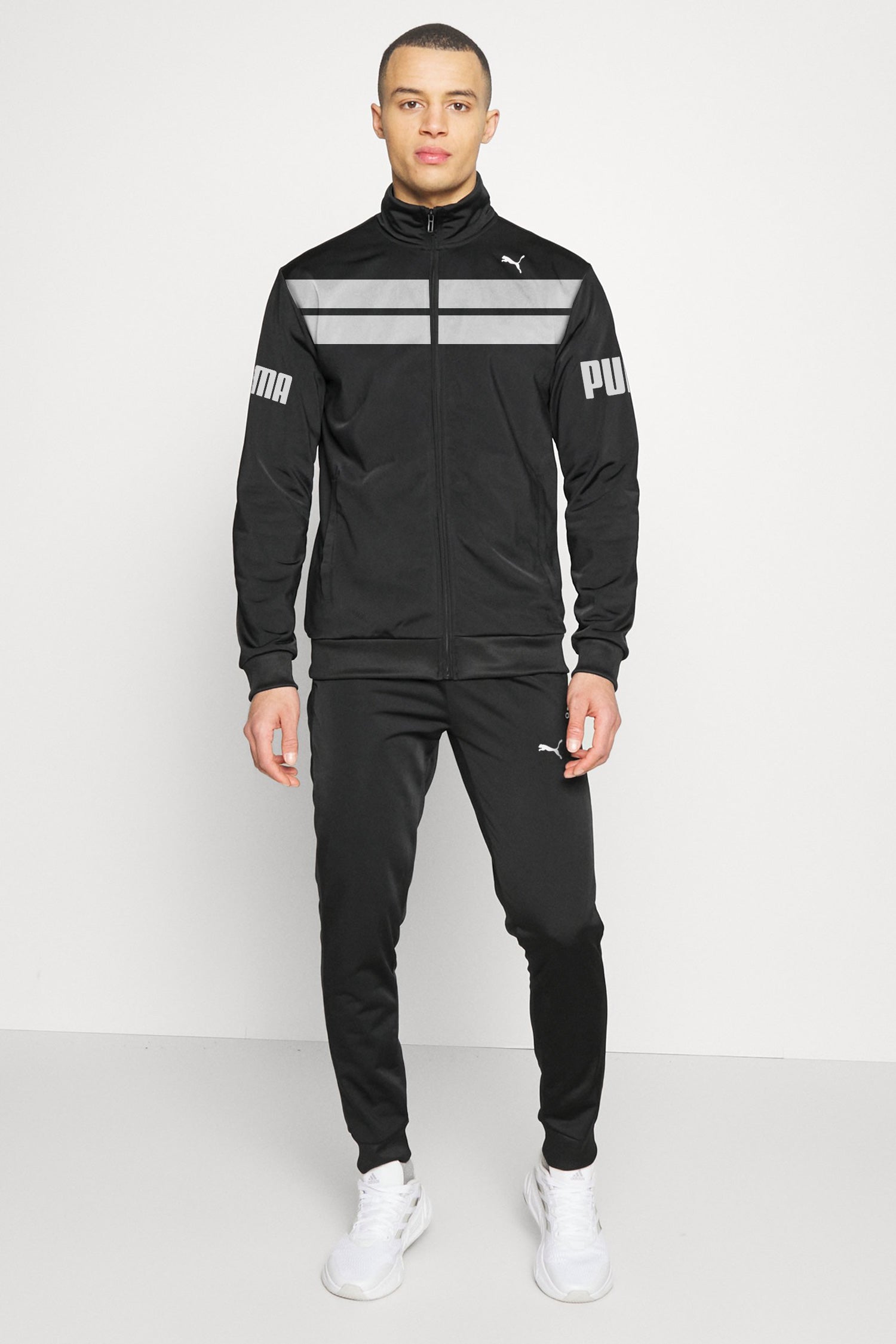 Pma Style Metal Energy Mock Neck Fine Interlock Men Zipper Tracksuit