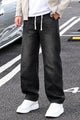 Turbo Retro New Style Denim Cargo Jeans In Black