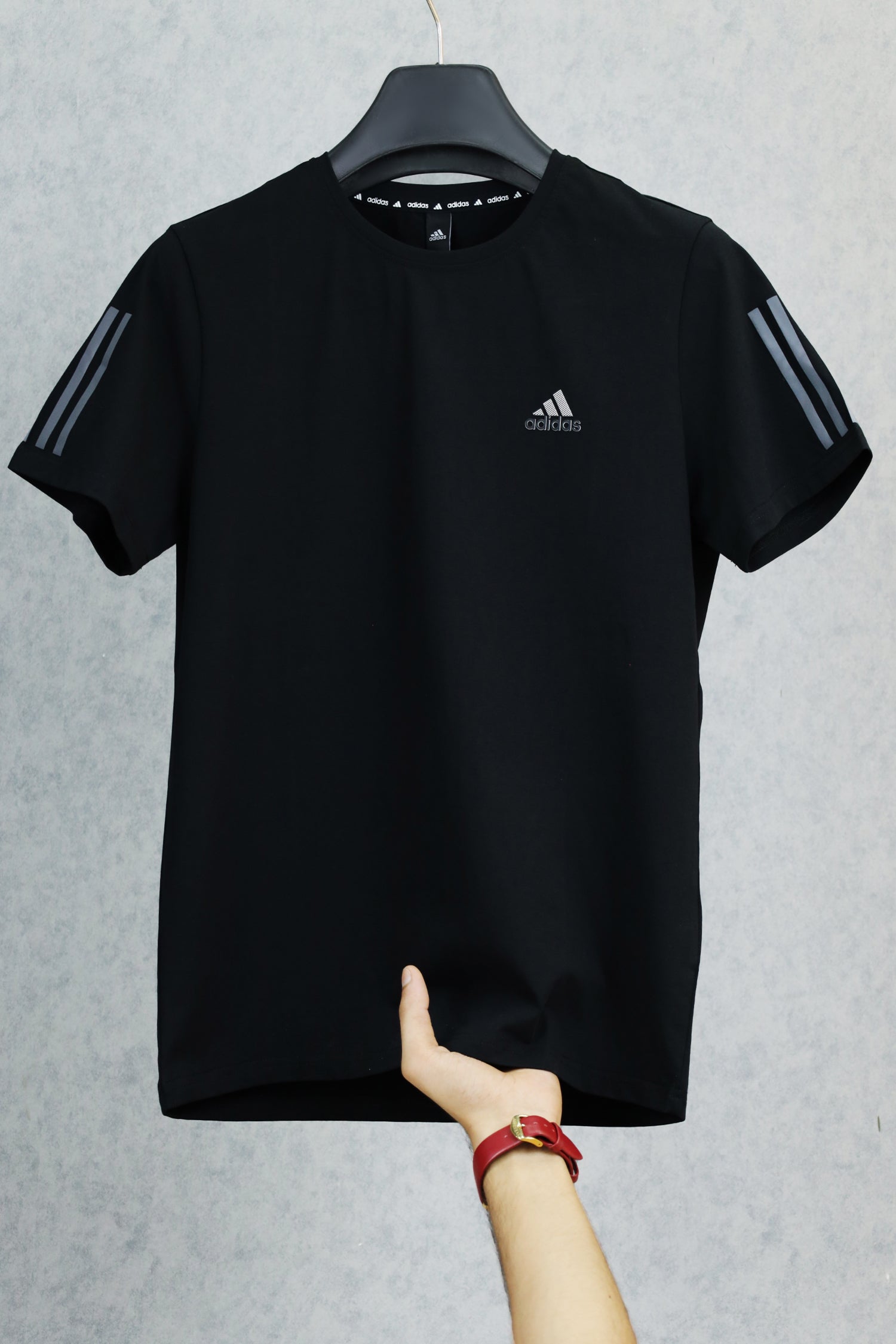 Adds Half Tri-Line Strips Round Neck T-Shirt