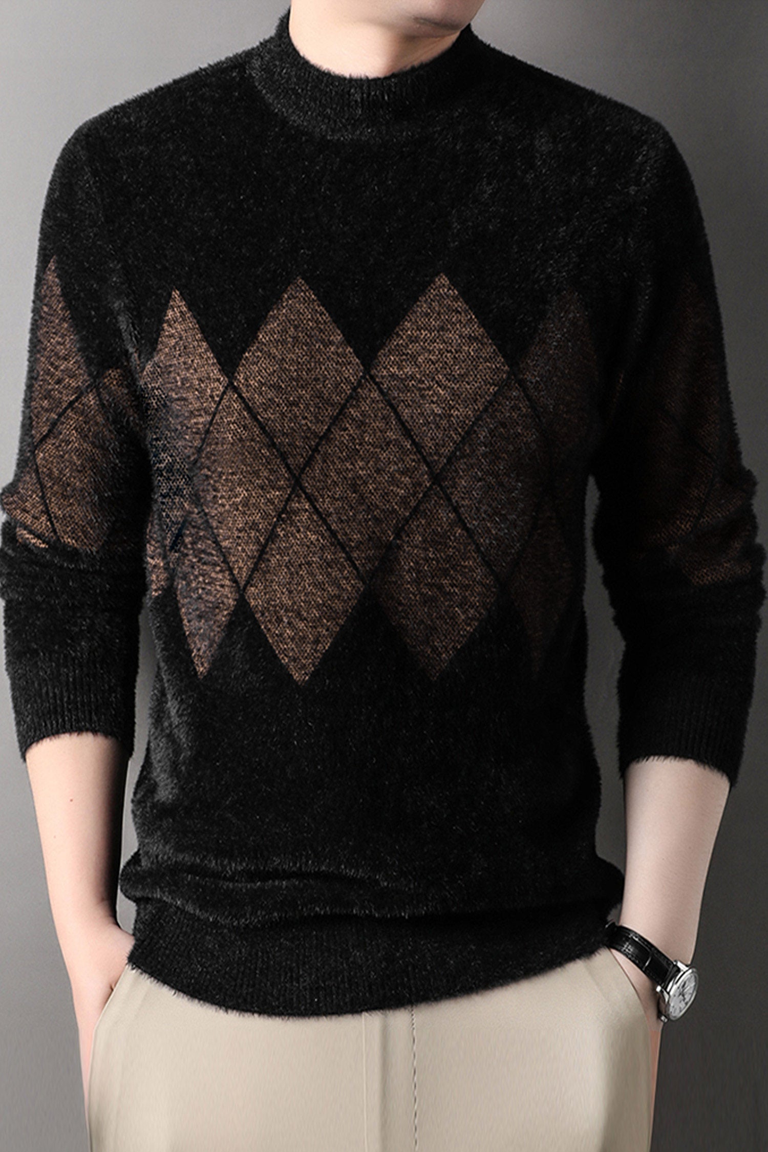 Turbo Argyle Style Imported Men's Sweater