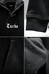 Turbo X Calfrnia Signature Typography Fleece Hoodie In Black