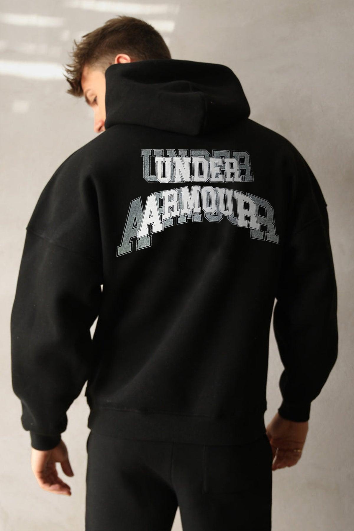 Undr Armr Embroidered Print Essential Fleece Hoodie In Black