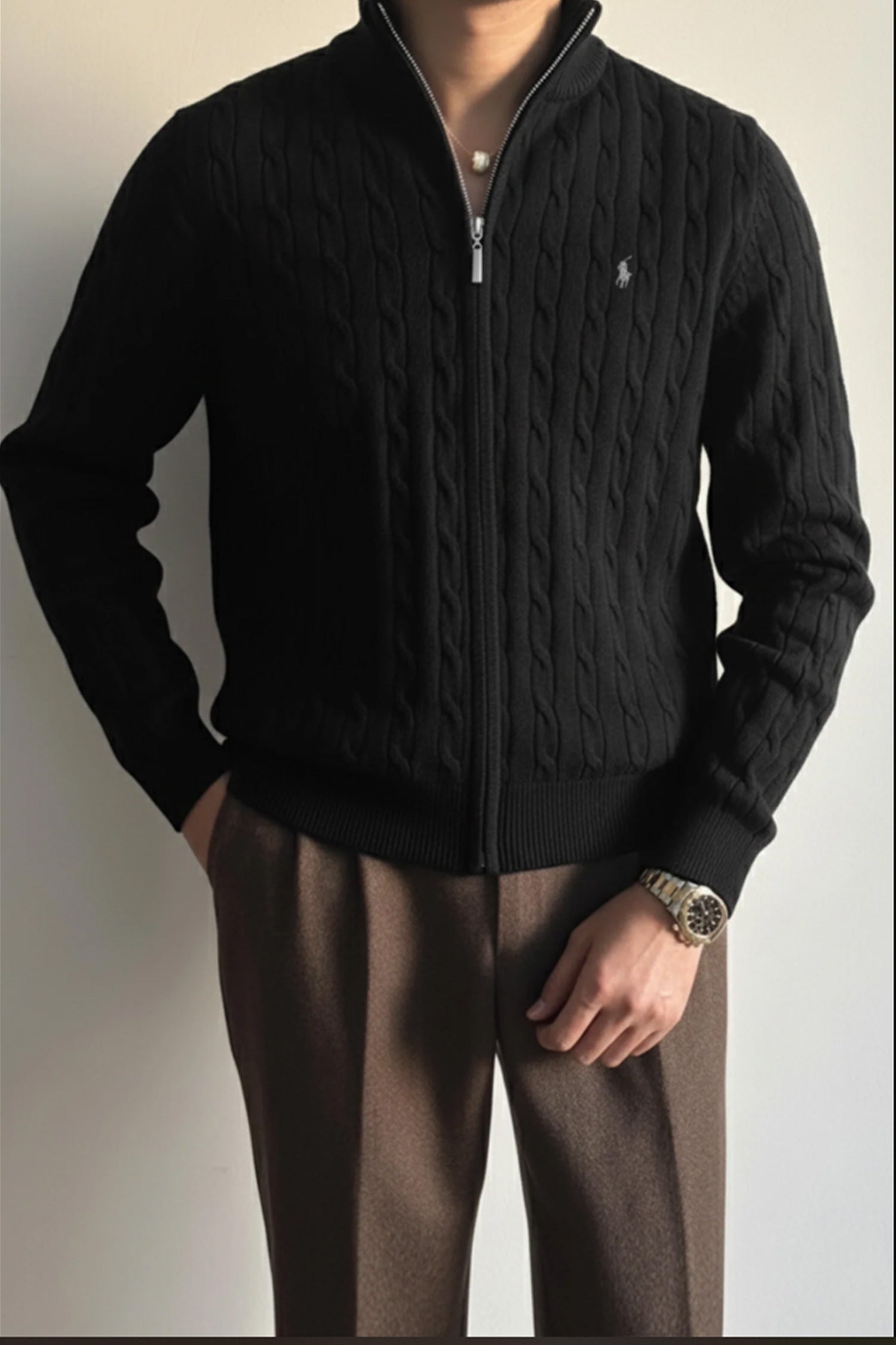 Turbo Cable Knit Imported Men's Sweater