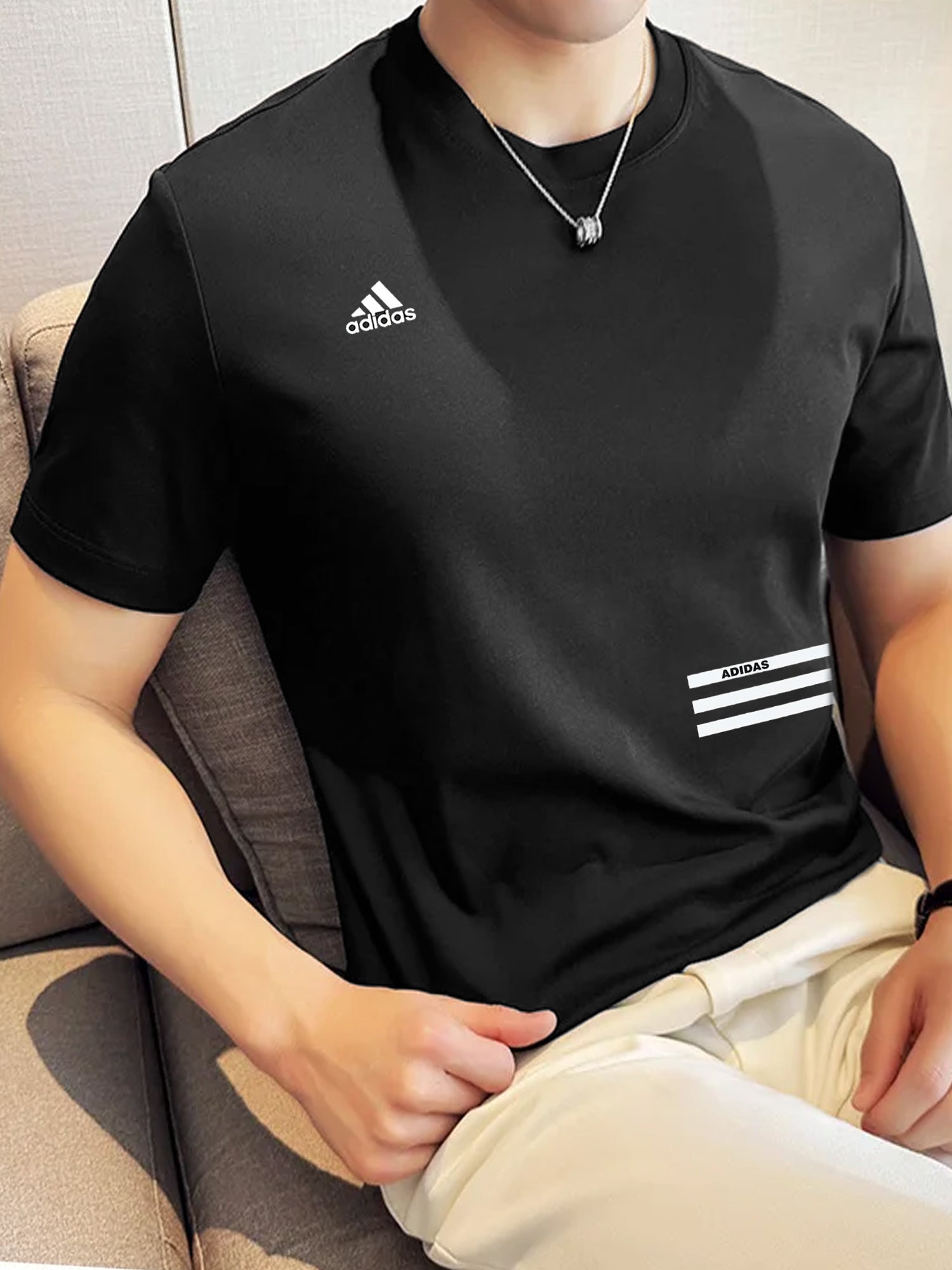 Adds Premium Tennis Short Sleeves Round Neck T-Shirt