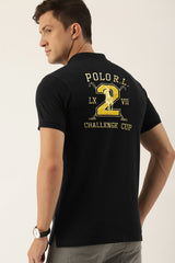 Polo Rph Luren Classic Fit Typography Embroidered Men's Polo Shirt In Black