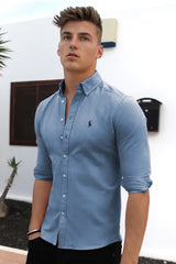 Polo Rph Lren Custom SlimFit Casual Shirt In Blue