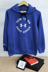 Undr Armr Train to Win Essential Fleece Hoodie In Royal Blue