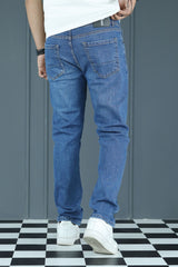 Distressed Detailing Slim Fit Turbo Jeans In Blue