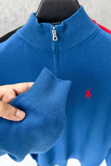 Rph Lren Polo Half Zip Style Imported Men's Sweatshirt In Blue