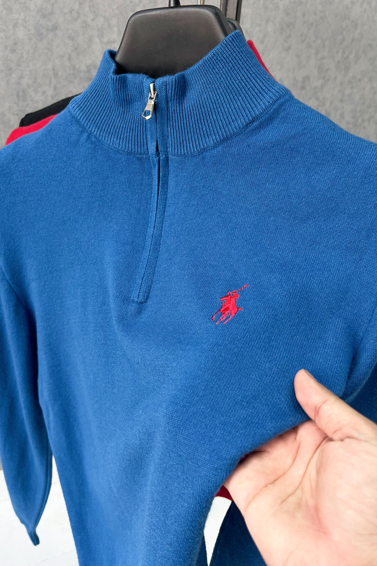 Rph Lren Polo Half Zip Style Imported Men's Sweatshirt In Blue