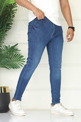 Turbo 'Knitted' Edge Ankle-Fit Jeans In Blue