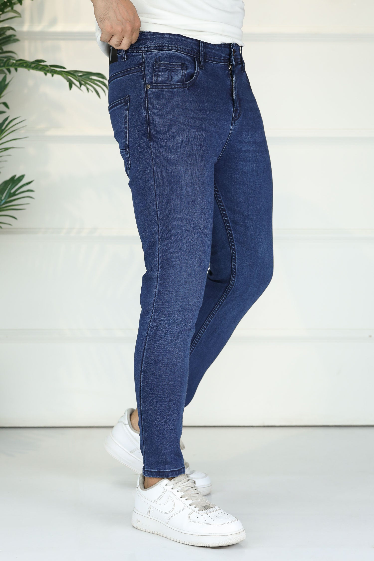 Turbo Street-Style Ankle Grazer Jeans In Blue