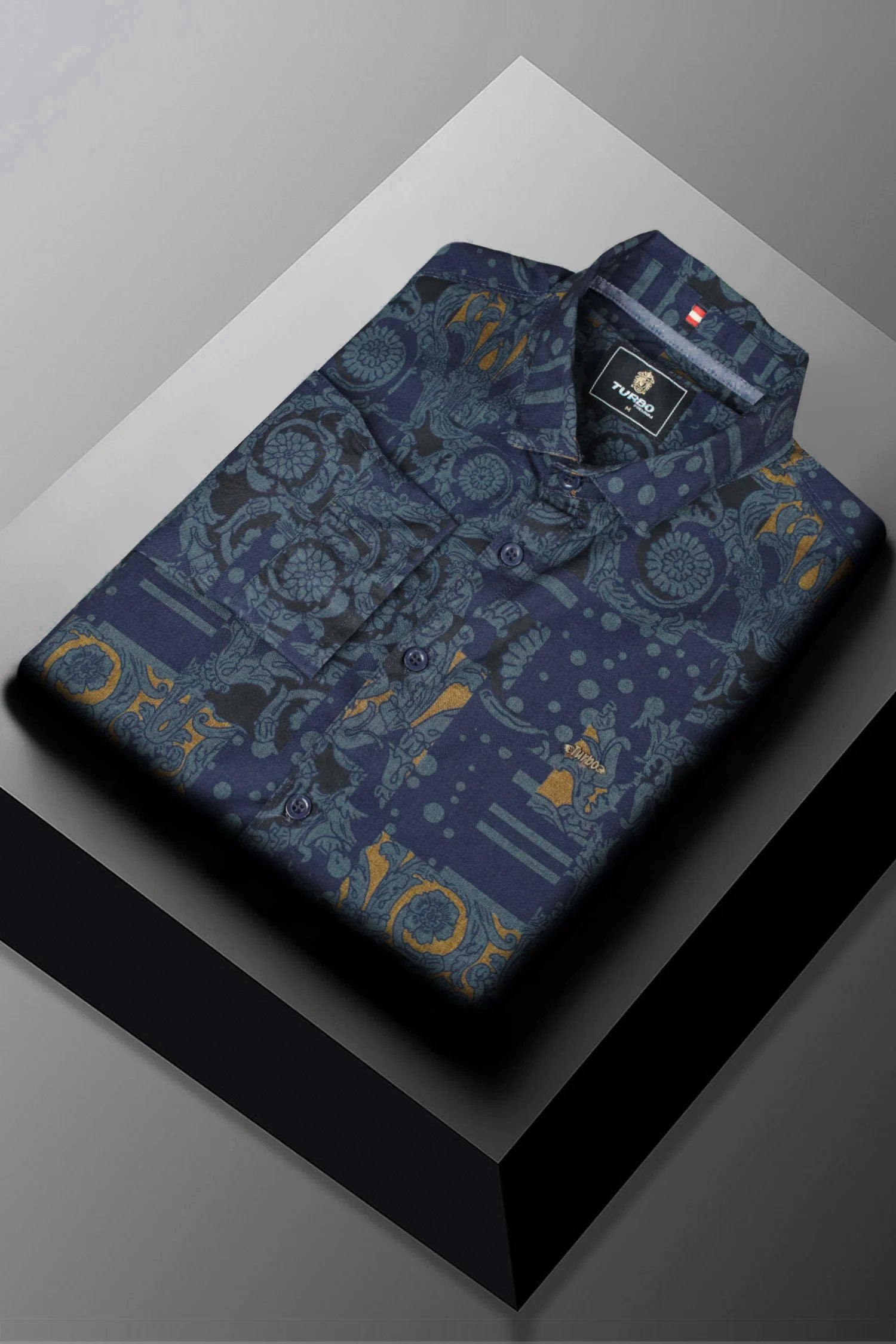Turbo Retro Flower Motif Long Sleeve Cotton Casual Shirt