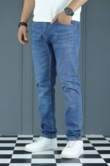 Distressed Detailing Slim Fit Turbo Jeans In Blue