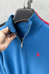 Rph Lren Polo Half Zip Style Imported Men's Sweatshirt In Blue