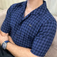 Turbo Premium Lightweight Half Sleeve Casual Shirt In Navy Blue