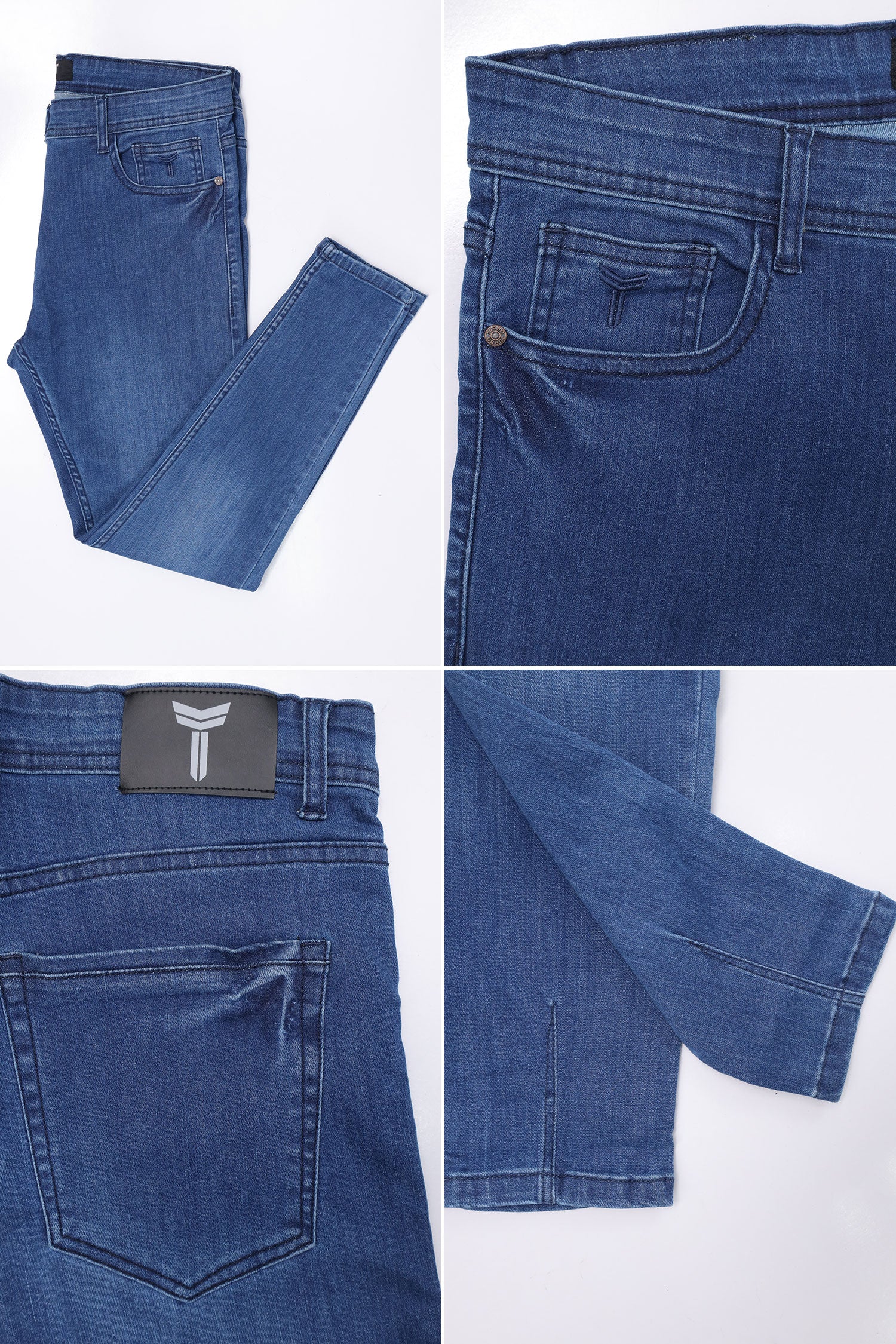 Turbo 'Knitted' Edge Ankle-Fit Jeans In Blue