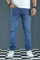 Distressed Detailing Slim Fit Turbo Jeans In Blue