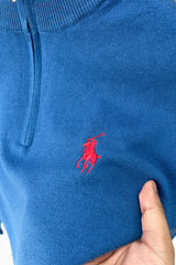 Rph Lren Polo Half Zip Style Imported Men's Sweatshirt In Blue