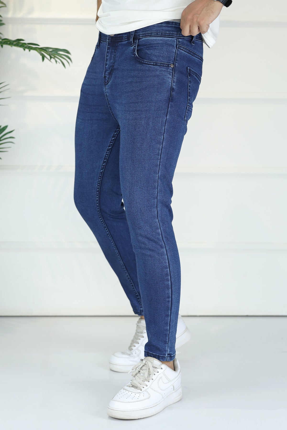 Turbo Street-Style Ankle Grazer Jeans In Blue