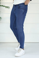 Turbo Street-Style Ankle Grazer Jeans In Blue