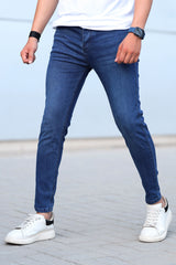 Plain Turbo Ankle Fit Jeans In Blue