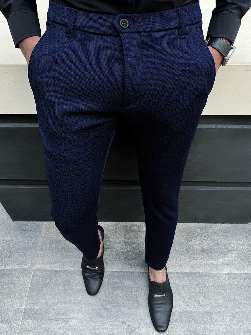 Super Elastic Slim Cotton Pant In Blue