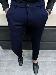 Super Elastic Slim Cotton Pant In Blue