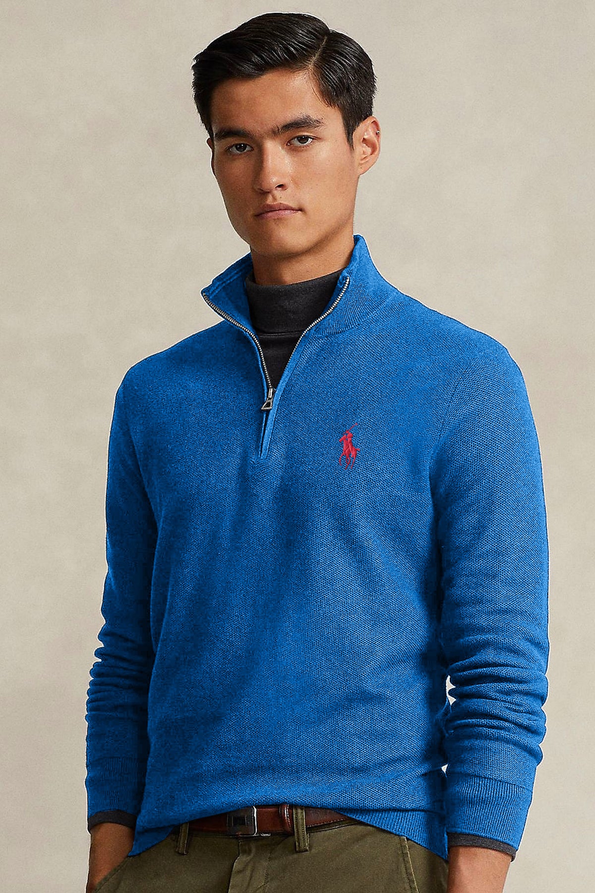 Rph Lren Polo Half Zip Style Imported Men's Sweatshirt In Blue