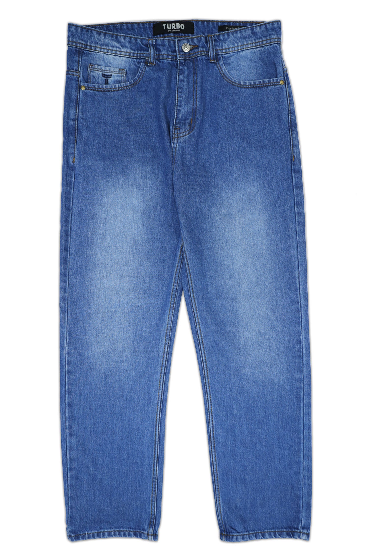 Loose Fit Light Faded Turbo Jeans in Blue