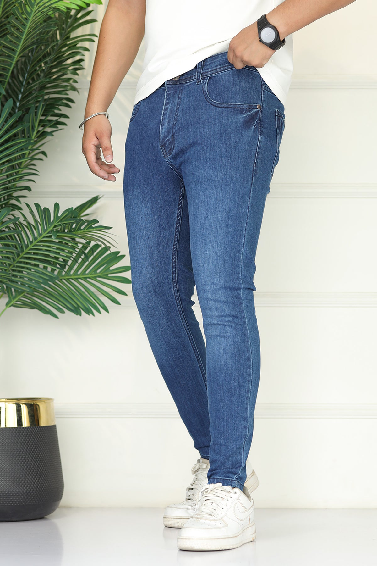Turbo 'Knitted' Edge Ankle-Fit Jeans In Blue