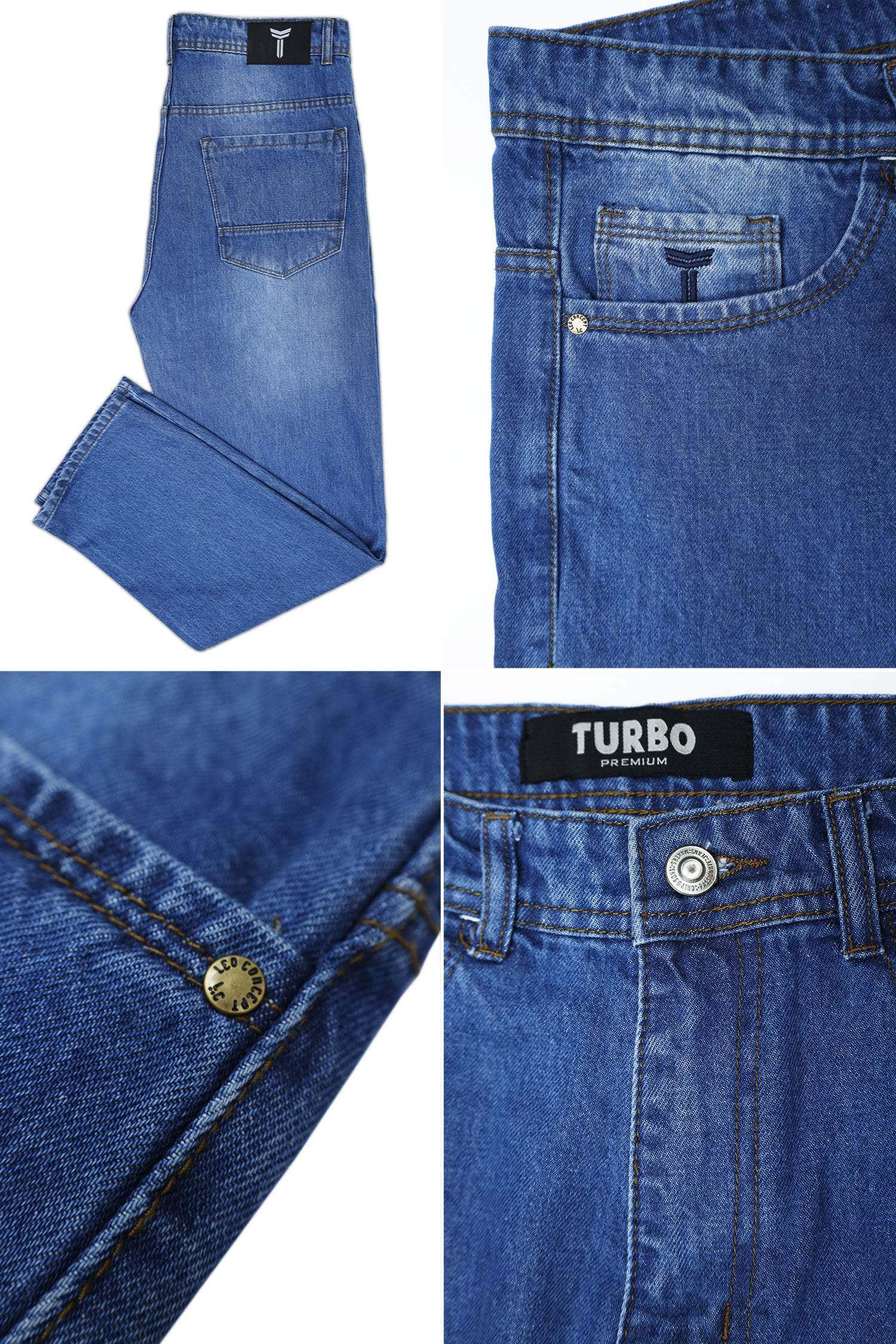 Loose Fit Light Faded Turbo Jeans in Blue