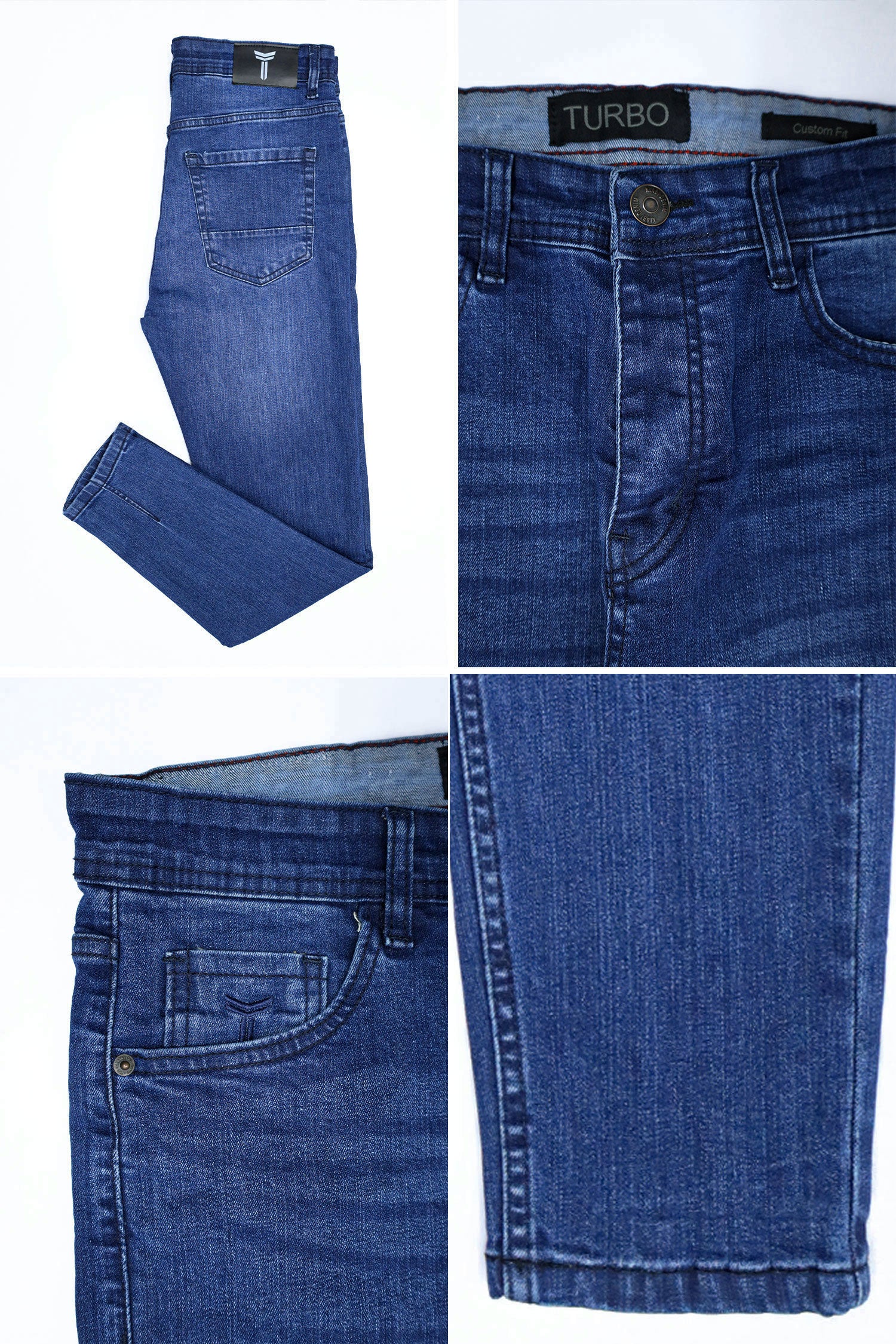 Plain Turbo Ankle Fit Jeans In Blue