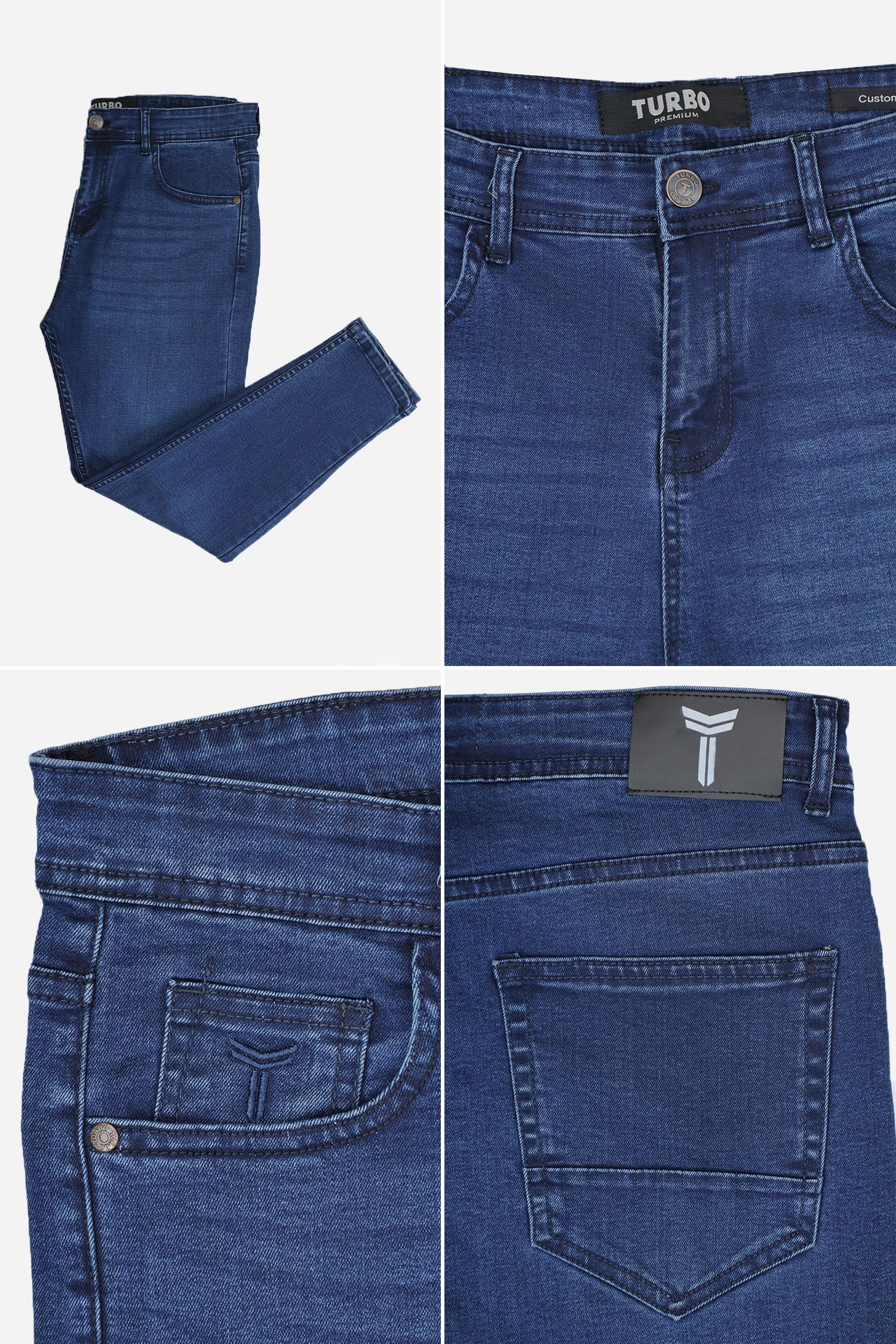 Turbo Street-Style Ankle Grazer Jeans In Blue