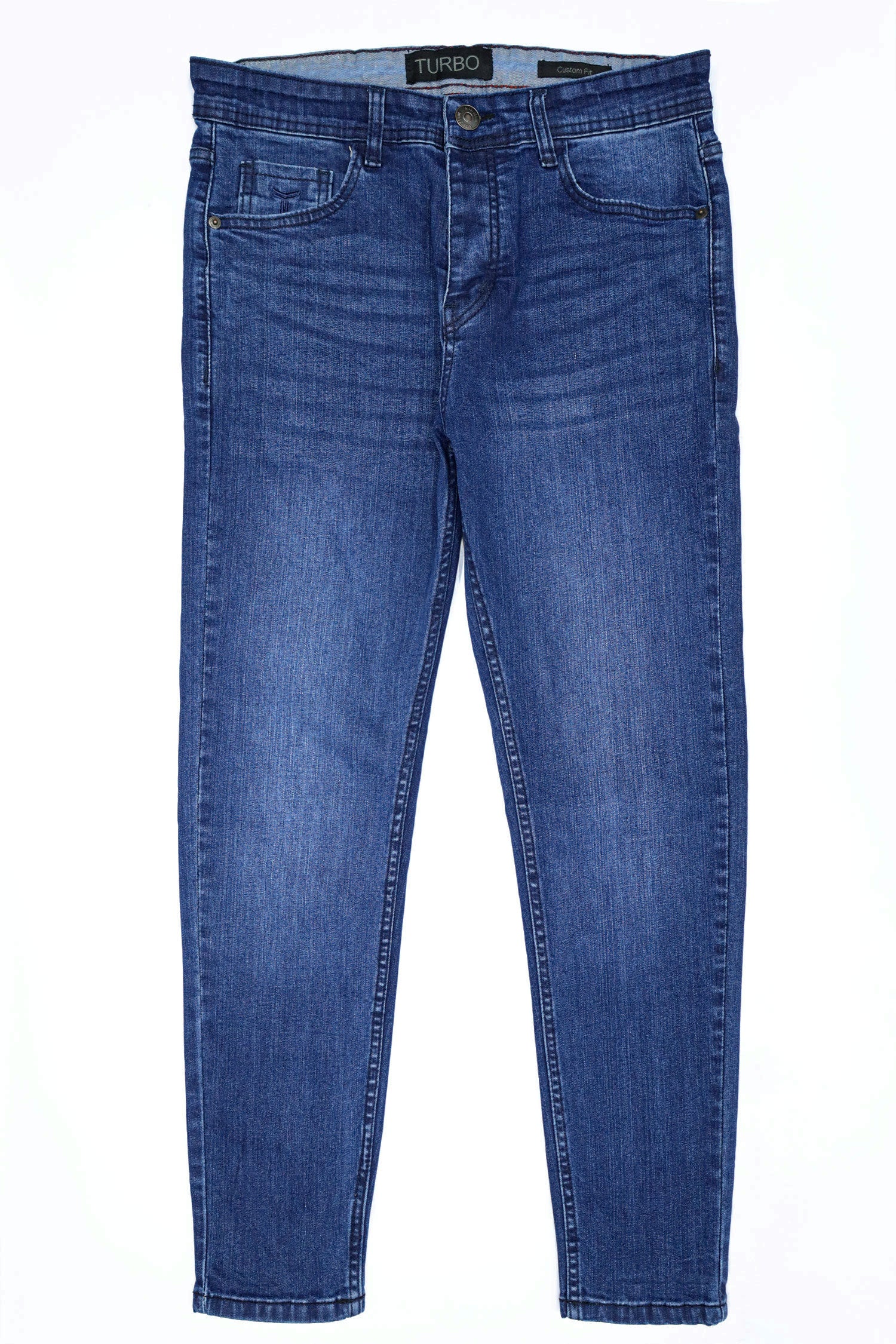 Plain Turbo Ankle Fit Jeans In Blue