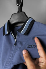 Turbo Contrast Tone Zip Collar Men's Polo Shirt