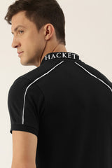 Hackt Aston Martin Shoulder Cut Short Sleeve Men's Polo Shirt In Black