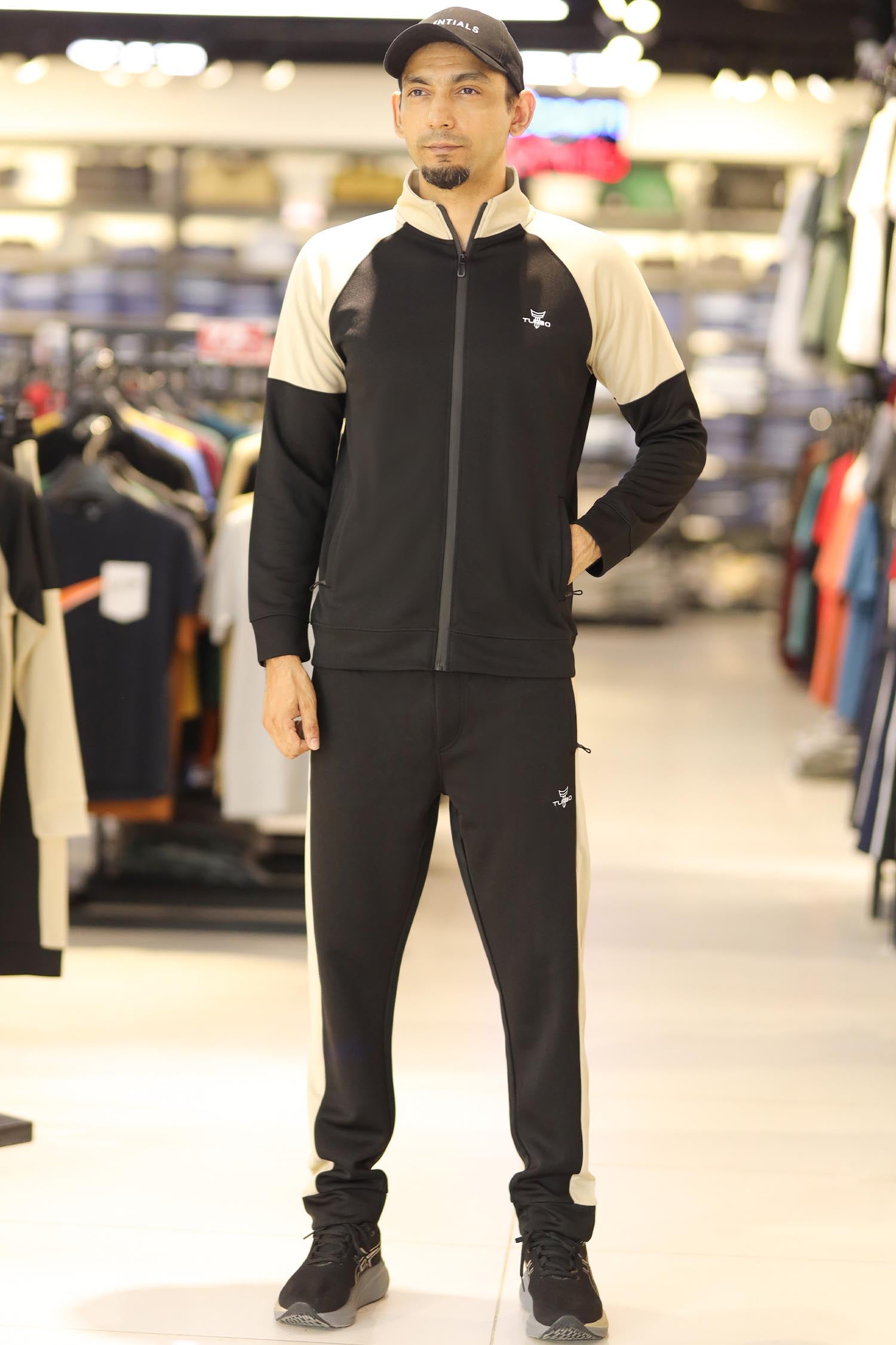 Turbo Raglan Sleeves Panel Moke Neck Zipper Tracksuit